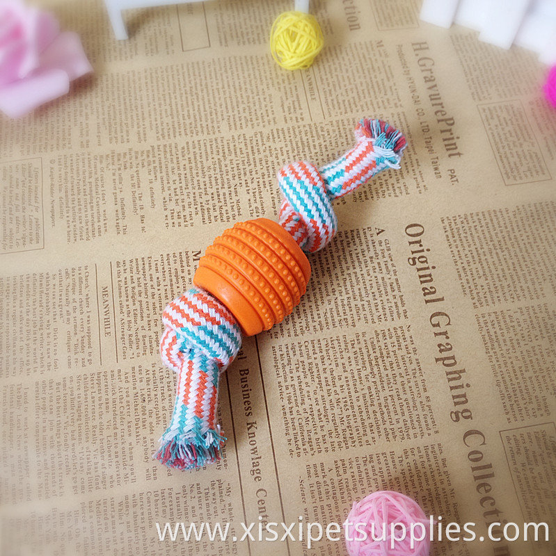 pet dog teething cleaning toy TPR ball rope toy for small dog